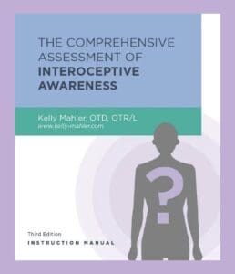 the cover of the interoception assessment. The title is the comprehensive assessment of interoceptive awareness, and there is a graphic of a body on the cover. there is a purple border around the cover.