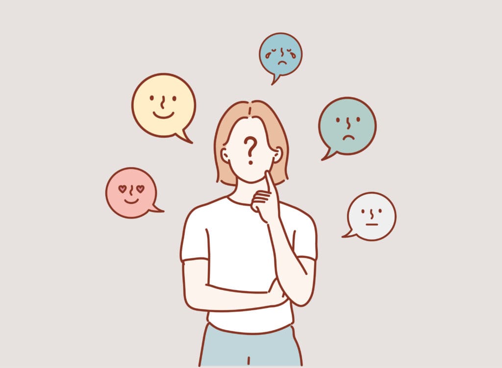 illustration of a woman thinking of mood states