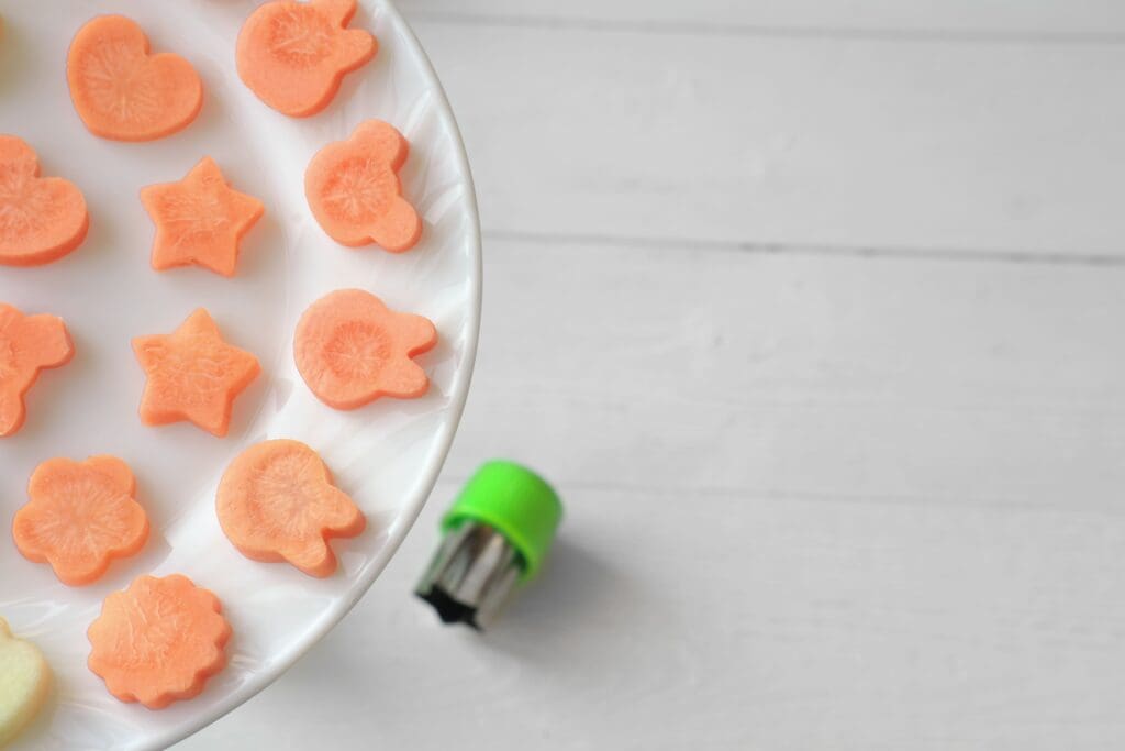 Carrots cut into attractive shapes
