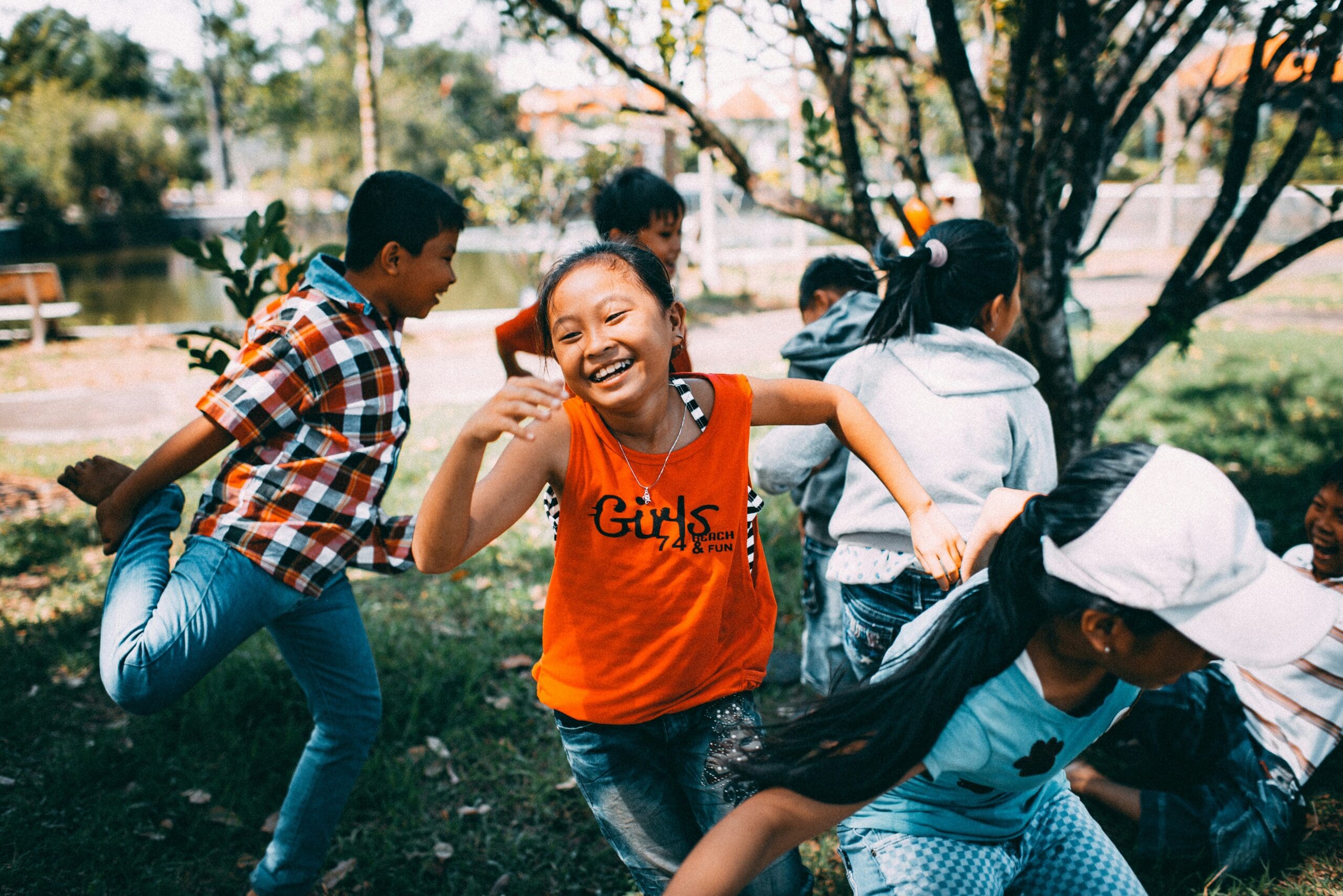 Children playing and running around outside