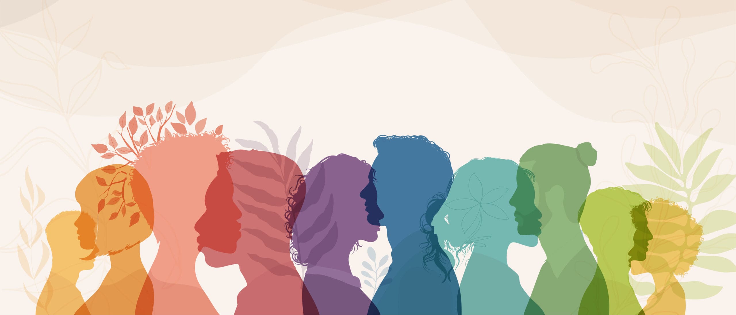 a colorful row of people illustration